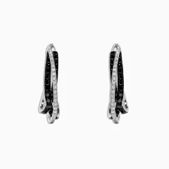 Earrings|Effy Jewelry 14K White Gold Black and White Diamond Earrings, 0.79 TCW