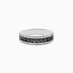 Rings|Effy Jewelry 14K White Gold Black and White Diamond Ring, 0.89 TCW