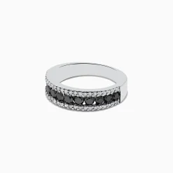 Rings|Effy Jewelry 14K White Gold Black and White Diamond Ring, 0.89 TCW
