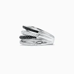 Rings|Effy Jewelry 14K White Gold Black and White Diamond Ring, 0.56 TCW