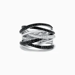 Rings|Effy Jewelry 14K White Gold Black and White Diamond Ring, 0.74 TCW