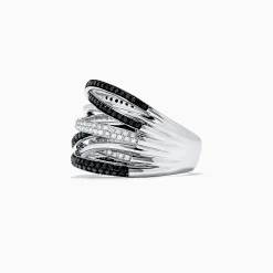 Rings|Effy Jewelry 14K White Gold Black and White Diamond Ring, 0.74 TCW