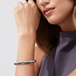 Bracelets|Effy Jewelry 14K White Gold Black and White Diamond Bangle, 1.26 TCW