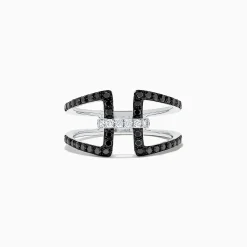 Rings|Effy Jewelry 14K White Gold Black and White Diamond Ring, 0.49 TCW
