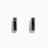 Earrings|Effy Jewelry 14K White Gold Black and White Diamond Hoop Earrings, 1.57 TCW