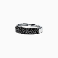 Rings|Effy Jewelry 14K White Gold Black Diamond Band Ring, 0.88 TCW