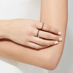 Rings|Effy Jewelry 14K White Gold Black Diamond Stack Ring, 0.65 TCW