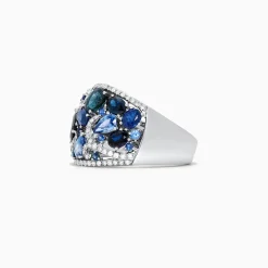 Rings|Effy Jewelry 14K White Gold Blue Sapphire and Diamond Ring, 4.01 TCW