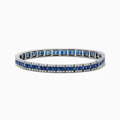 Bracelets|Effy Jewelry 14K White Gold Blue Sapphire and Diamond Bracelet, 9.16 TCW