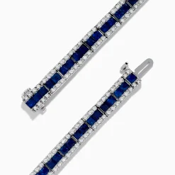 Bracelets|Effy Jewelry 14K White Gold Blue Sapphire and Diamond Bracelet, 9.16 TCW