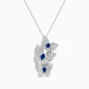 Necklaces & Pendants|Effy Jewelry 14K White Gold Blue Sapphire and Diamond Multi Butterfly Pendant
