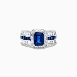 Rings|Effy Jewelry 18K White Gold Blue Sapphire and Diamond Ring