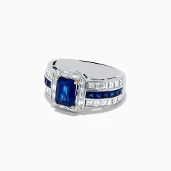 Rings|Effy Jewelry 18K White Gold Blue Sapphire and Diamond Ring