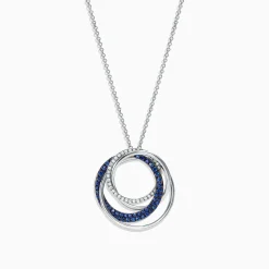 Necklaces & Pendants|Effy Jewelry 14K White Gold Blue Sapphire and Diamond Pendant, 0.74 TCW