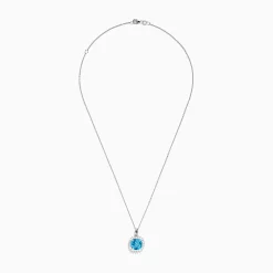 Necklaces & Pendants|Effy Jewelry 14K White Gold Blue Topaz and Diamond Pendant