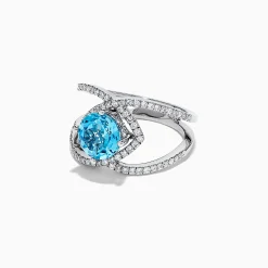 Rings|Effy Jewelry 14K White Gold Blue Topaz and Diamond Ring, 2.84 TCW