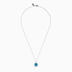 Necklaces & Pendants|Effy Jewelry 14K White Gold Blue Zircon and Diamond Pendant