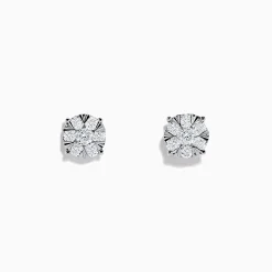 Earrings|BH Multi 14K White Gold Diamond Cluster Stud Earrings, 1.01 TCW