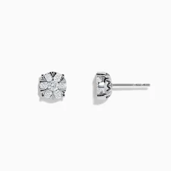 Earrings|BH Multi 14K White Gold Diamond Cluster Stud Earrings, 1.01 TCW
