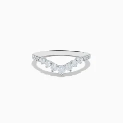Rings|Effy Jewelry 14K White Gold Diamond Contoured Stacking Band 0.49 TCW