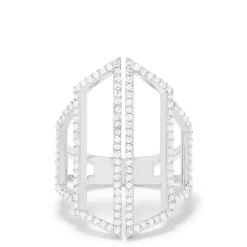 Rings|Effy Jewelry 14K White Gold Diamond Geometric Ring, 0.66 TCW