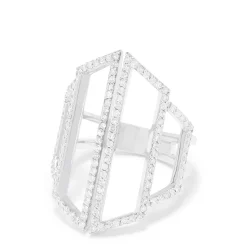 Rings|Effy Jewelry 14K White Gold Diamond Geometric Ring, 0.66 TCW