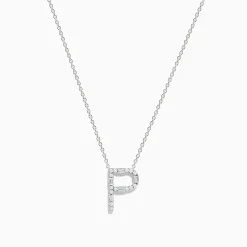 Necklaces & Pendants|Effy Jewelry 14K White Gold Diamond Initial "P" Pendant