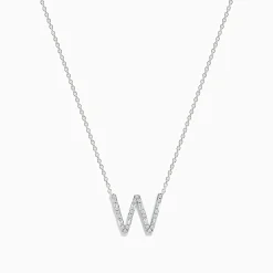 Necklaces & Pendants|Effy Jewelry 14K White Gold Diamond Initial "W" Pendant
