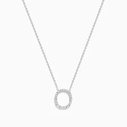 Necklaces & Pendants|Effy Jewelry 14K White Gold Diamond Initial "O" Pendant