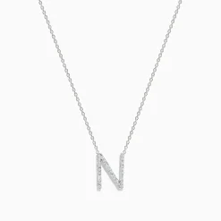Necklaces & Pendants|Effy Jewelry 14K White Gold Diamond Initial "N" Pendant