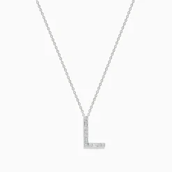 Necklaces & Pendants|Effy Jewelry 14K White Gold Diamond Initial "L" Pendant