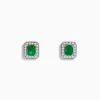Earrings|Effy Jewelry 14K White Gold Emerald and Diamond Stud Earrings, 1.11 TCW