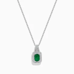Necklaces & Pendants|Effy Jewelry 14K White Gold Emerald u0026 Diamond Pendant, 1.25 TCW