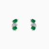 Earrings|Effy Jewelry 14K White Gold Emerald, White Sapphire, and Diamond Stud Earrings