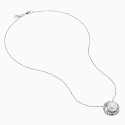 Necklaces & Pendants|Effy Jewelry 14K White Gold Fresh Water Pearl and Diamond Pendant