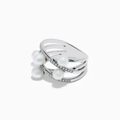 Rings|Effy Jewelry 14K White Gold Fresh Water Pearl and Diamond Ring
