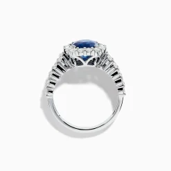 Rings|Effy Jewelry 18K White Gold GIA Certified Cushion Cut Blue Sapphire and Diamond Ring