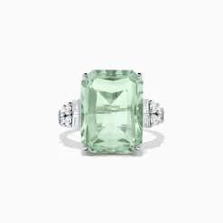Rings|BH Multi 14K White Gold Green Amethyst and Diamond Cocktail Ring, 11.94 TCW