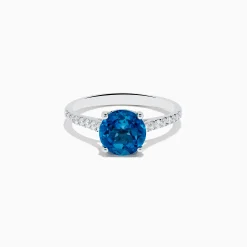 Rings|Effy Jewelry 14K White Gold London Blue Topaz and Diamond Ring