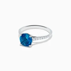 Rings|Effy Jewelry 14K White Gold London Blue Topaz and Diamond Ring