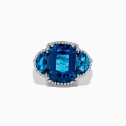 Rings|Effy Jewelry 14K White Gold London Blue Topaz and Diamond Ring
