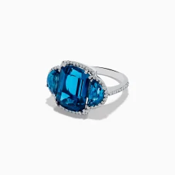 Rings|Effy Jewelry 14K White Gold London Blue Topaz and Diamond Ring