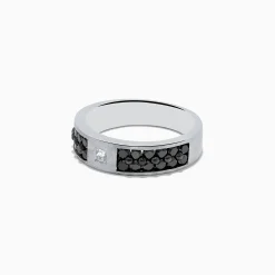 Mens|Effy Jewelry 14K White Gold Men's Black and White Diamond Ring, 1.15 TCW