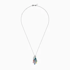 Necklaces & Pendants|Effy Jewelry 14K White Gold Multi Color Diamond and Sapphire Peacock Pendant