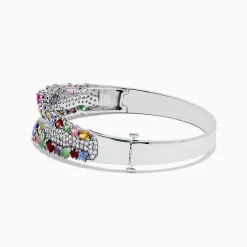 Bracelets|Effy Jewelry 14K White Gold Multi Sapphire and Diamond Bangle