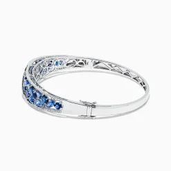 Bracelets|Effy Jewelry 14K White Gold Natural Blue Sapphire u0026 Diamond Bangle, 7.82 TCW