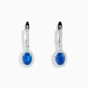 Earrings|Effy Jewelry 14K White Gold Oval Blue Sapphire and Diamond Drop Earrings