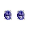 Earrings|ADJ Tanzanite Stud Program 14K White Gold Oval Tanzanite Stud Earrings, 0.65 TCW