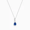 Necklaces & Pendants|Effy Jewelry 14K White Gold Pear Shape Blue Sapphire and Diamond Pendant
