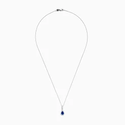 Necklaces & Pendants|Effy Jewelry 14K White Gold Pear Shape Blue Sapphire and Diamond Pendant